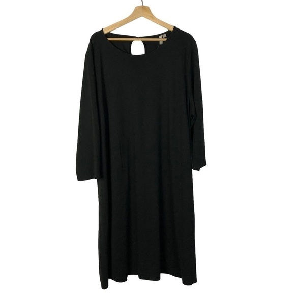 ASOS Black Long Sleeve Knee Length A-Line Shift Dress 24 - Picture 1 of 3